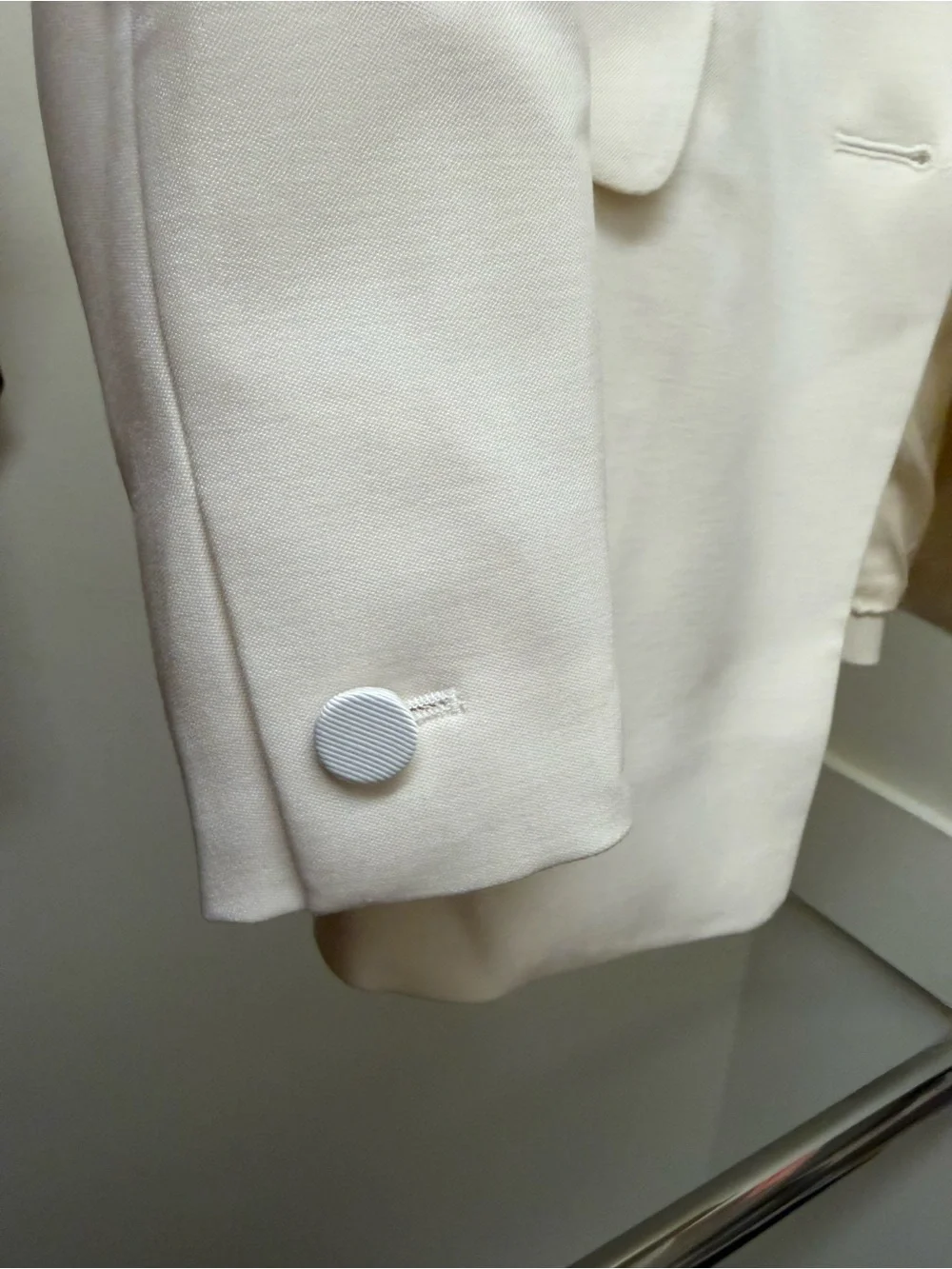 NWT Reiss White Single-Breasted Tuxedo Blazer Textured Peak Lapel Sz 0